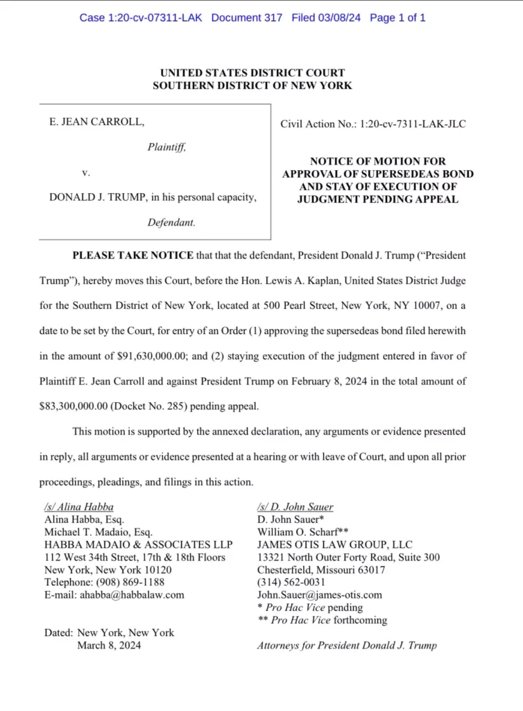 Donald Trump Appeals Writer E. Jean Carroll’s $91 Million Defamation Verdict
